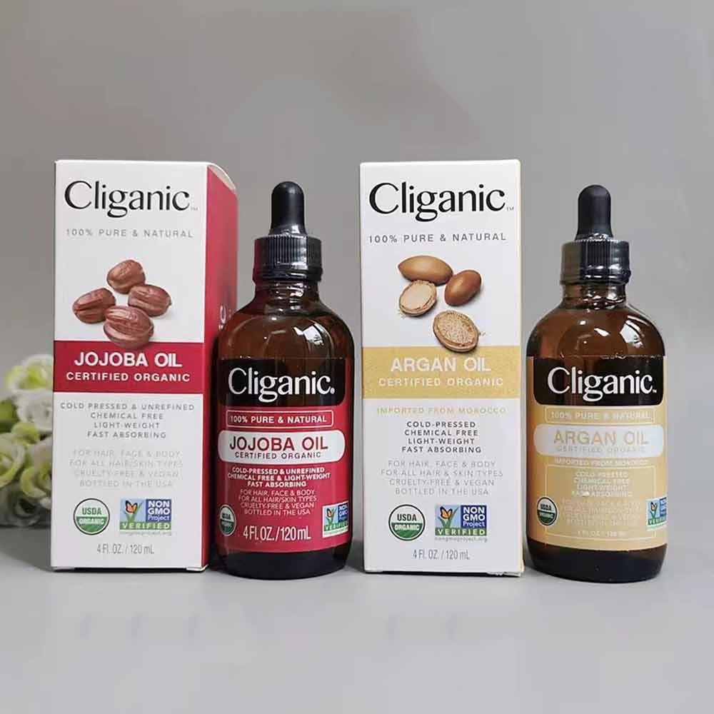 Cliganic Organic Argan Oil | Jojoba Oil Hair Face Skin Cold Pressed Essential Oil