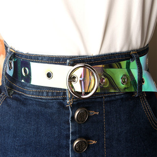 Đầm jeans thắt lưng trong suốt đầy màu sắc phong cách Hàn Quốc thắt lưng trang trí