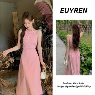 Váy 2 dây hoa nhí trễ vai đi biển Đầm hai dây dài bigsize nữ Dây Đeo Đầm Nữ Mùa Hè Đi Biển Phong Cách Kỳ Nghỉ Eo Rỗng Hẹp Eo Ôm Hơn Nhìn Giữa Chiều Dài Váy