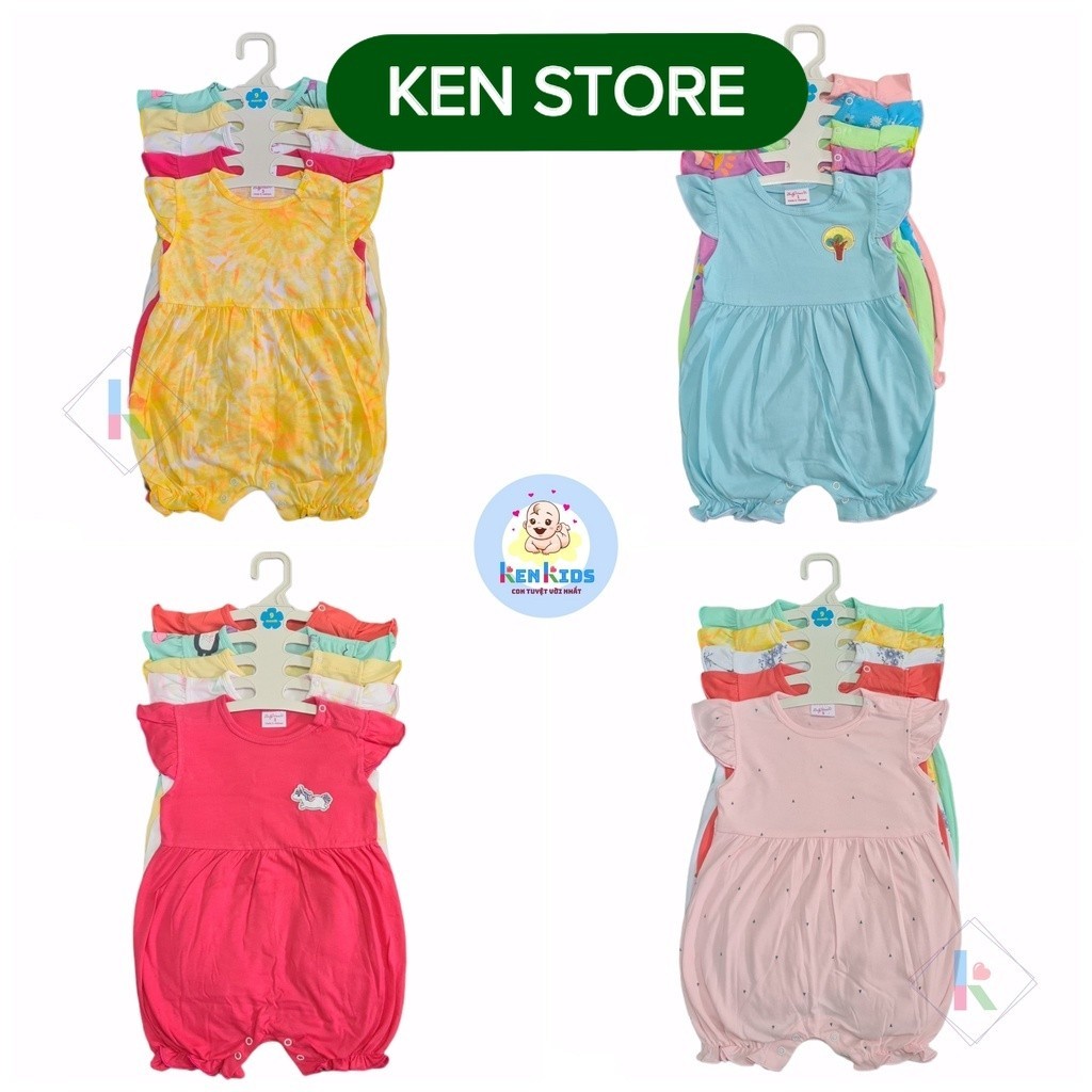 COMBO 3 Bodysuit - Body đùi nhiều màu / Đồ sơ sinh cho bé gái BabyWear - 3 bộ KEN STORE