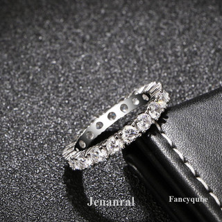 Nhẫn jenanral moissanite 925 bạc mạ vàng trắng cưới ban nhạc vĩnh cửu nhẫn đính hôn cho nữ