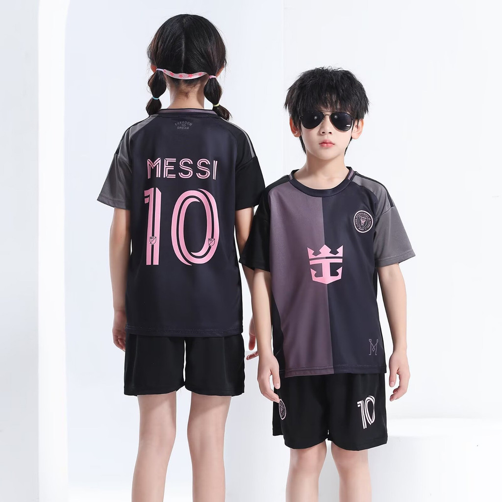 2025-26 Mùa Giải Inter Miami Màu Đen Sân Khách Jersey Số 10 Messi Jersey Cho Trẻ Em Mùa Hè Trẻ Em Áo