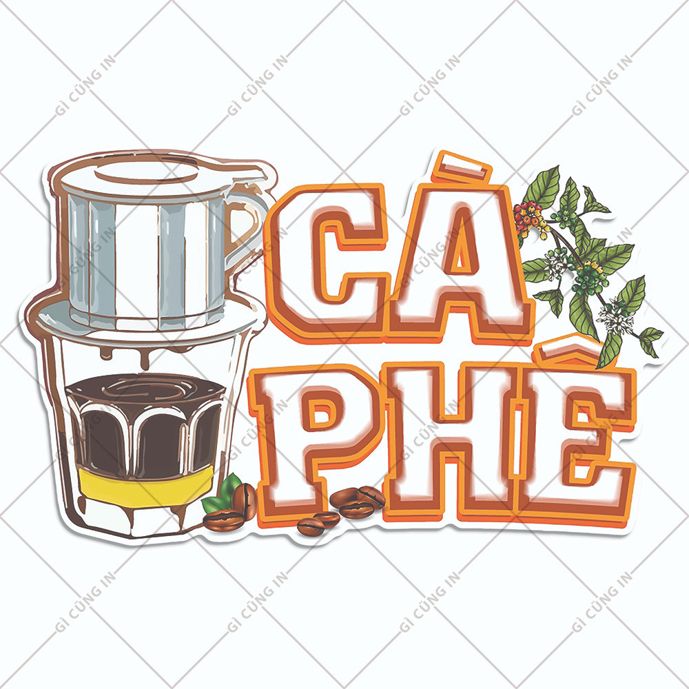 Decal Decal Chống Nước - Cà Phê Sữa Đá - Bạc Xỉu - Trang trí dán quán trà sữa - cà phê - quán ăn - G