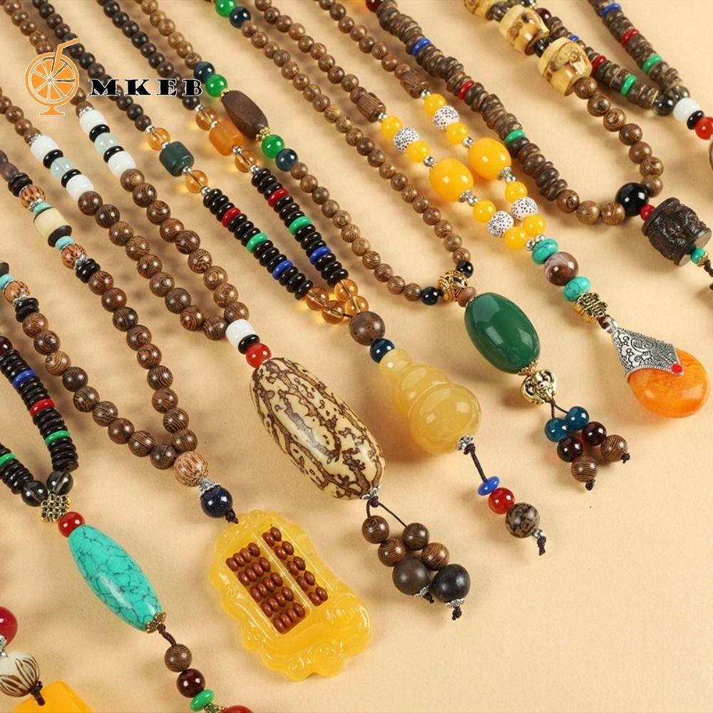 MKEB Vòng cổ Chuỗi Hạt Gỗ Dài Phong Cách Boho Thời Trang Cho Nữ
