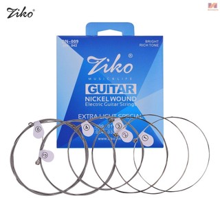 ZIKO DN-009 Extra Light Guitar Strings for Electric Guitars Hexagonal Core Namo Coating Nickel Winding 6pcs Strings Set