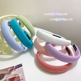 Băng đô màu kẹo ngọt phong cách Hàn Quốc Băng đô xốp rộng thời trang và đơn giản dành cho nữ Băng đô đa năng để đi chơi