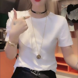 Bộ Đồ Thiết Kế Thời Trang Cổ Tròn Áo Thun Nữ Mùa Hè 2023 Phong Cách Mới Tất Cả Trận Đấu Mỏng Hơn Nhìn ins Thường Ngày Hàng Đầu Hợp Thời Trang