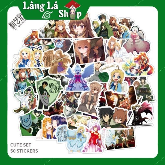 Miếng dán Sticker Anime Manga Tate no Yuusha no Nariagari trọn bộ 50 hình - In rõ ràng sắc nét khó t