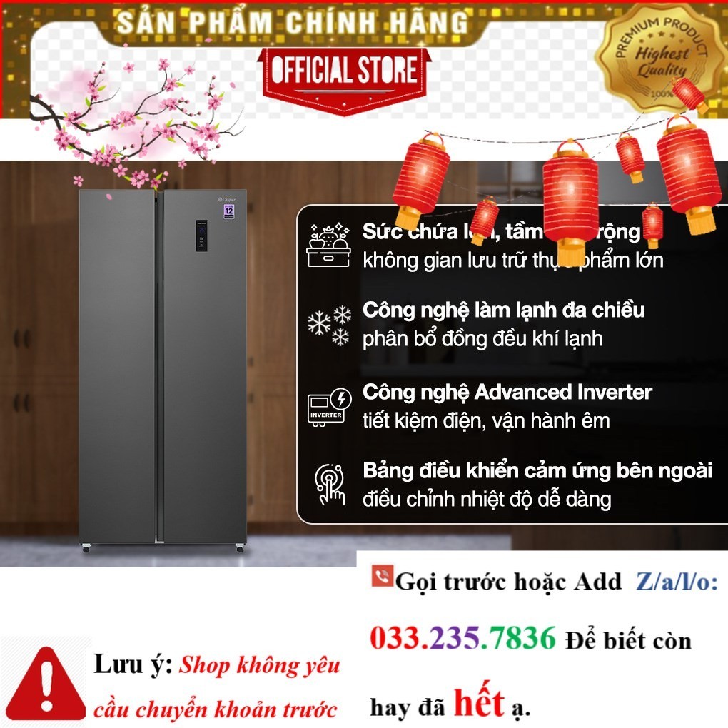 Tủ lạnh Casper Inverter 458 lít Side By Side RS-460PG <NEw<