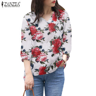 Zanzea Nữ Thời Trang Hàn Quốc 3 / 4 Tay Cổ Chữ V V V V V Khe V Áo In Hoa