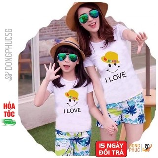 Đồ mẹ và bé đi biển set gồm áo và quần nổi bật độc đáo thun mềm mịn DDB12T DONGPHUCSG