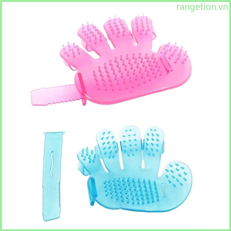 Ran 2-Peice Dog Bath Brush Găng tay Massage để tẩy lông Lược tẩy lông