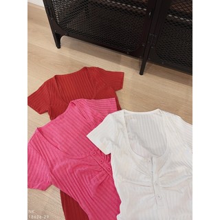 Đầm Body Gân Cổ U Nút Ngực