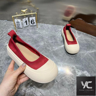  Giày thường ngày ngoài trời Sản phẩm mới Mũi tròn nguyên bản Retro Đế mềm Miệng nông Giày nữ Giày đế dày trượt thông thường