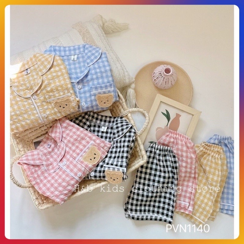 Pijama Cho Bé  GIN KIDS STORE Bộ Cộc Tay Pijama Cho Bé Cho Bé Trai,Bé Gái, Chất Liệu Pima, đũi, xốp,