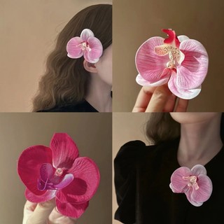 Phalaenopsis Mô Phỏng Hoa Kẹp Tóc Pháp Nhẹ Nhàng Retro Ba Chiều Hoa Bên Kẹp Mũ Đội Đầu Cao Cấp