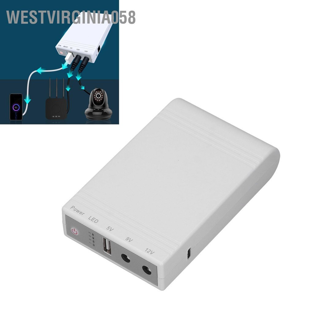 Westvirginia058 Bộ cấp nguồn liên tục Mini UPS 10400mAh USB 5V DC 9V 12V Đầu ra vào cho định tuyến camera