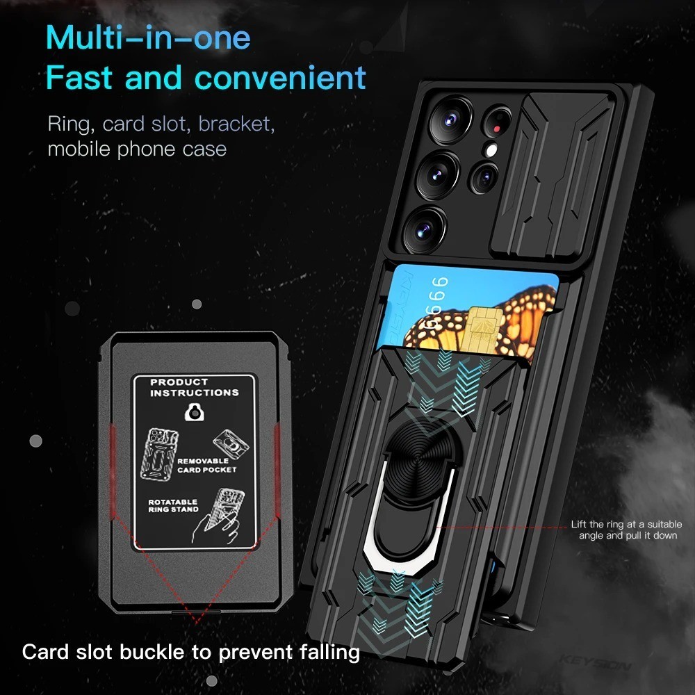 With Card Slot Protection Case for Samsung Galaxy S24 Ultra S23 FE S22 S21 Plus A04 A25 A54 A14 A24 