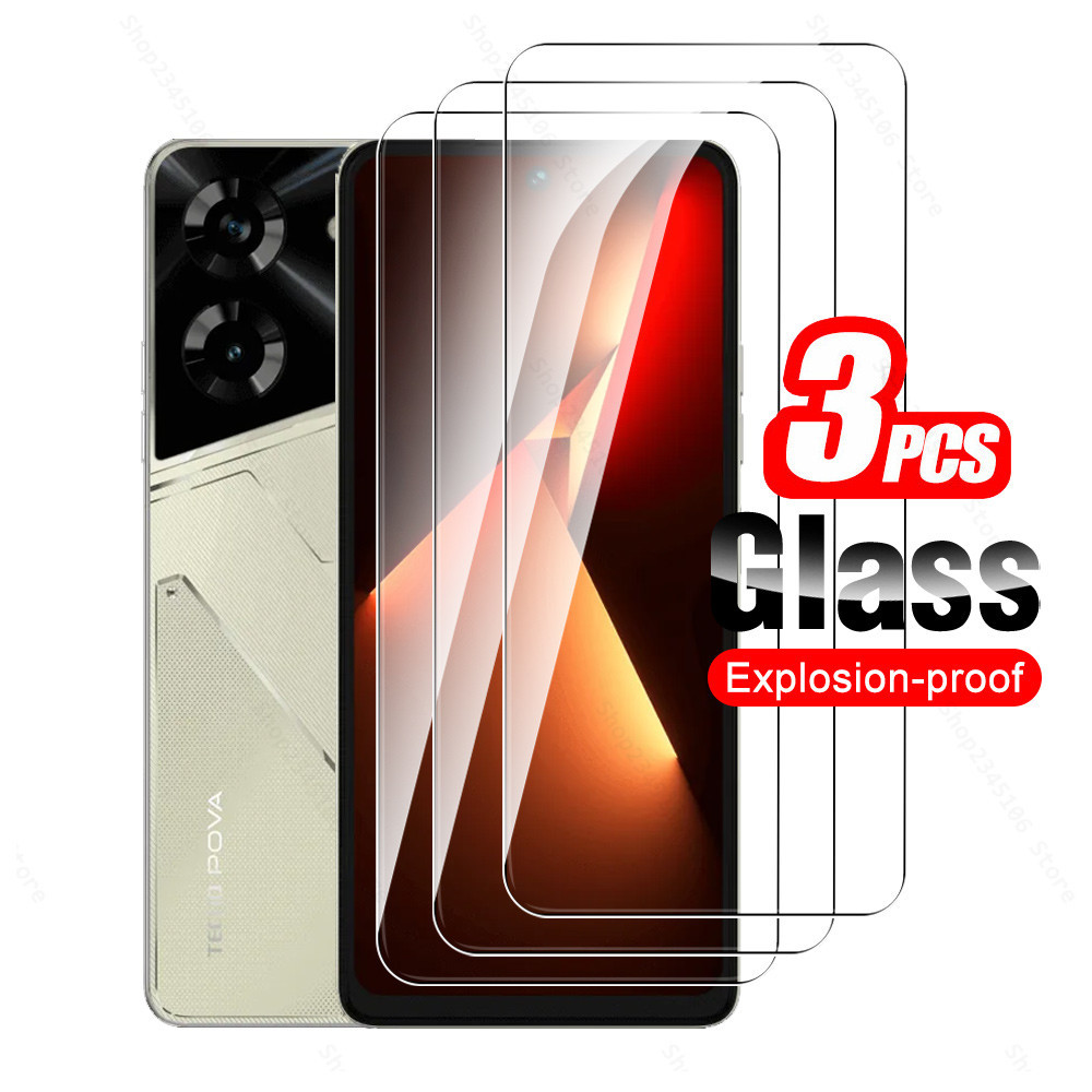 3 Kính Cường Lực Cho Tecno Pova 5 4G 6,78inch Tấm Bảo Vệ Màn Hình Phía Trước Full Cover Tecon Pova5 Pro Pova 5 Free Fire Pova5Pro 5Pro Kính Bảo Vệ