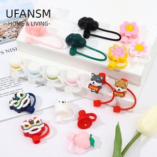 UFANSM silicon đậy ống hút chống bụi chống côn trùng họa tiết hoạt hình dễ thương
