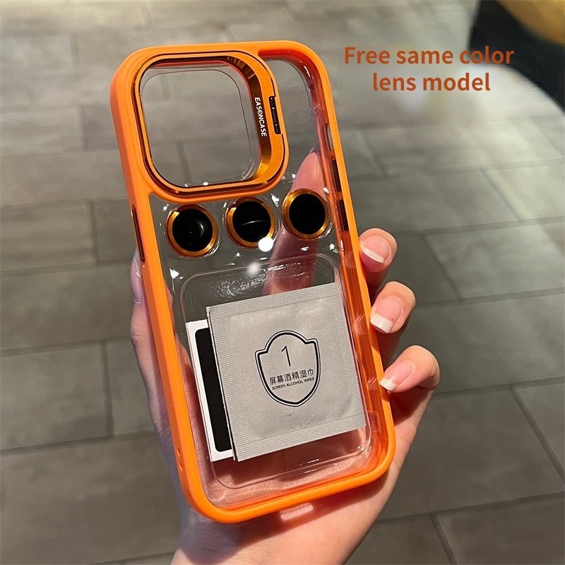 Ốp Điện Thoại Chống Sốc Acrylic HD Sang Trọng Cho iPhone 11 Pro Max 12 13 14 15 Pro Max Có Ống Kính Full Cover Vỏ Bảo Vệ Giá Đỡ Cạnh Silicon Bìa Cứng