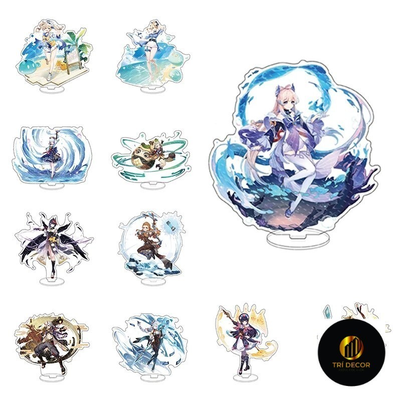 Mô hình Standee Genshin Impact Anime Zhongli Diluc Venti Klee Keqing QiQis Phụ kiện trang trí để bàn