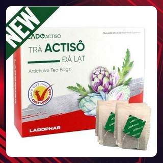 Trà túi lọc Atiso. Trà Actiso dược phẩm Lâm Đồng- ladophar. mát gan lợi tiểu.  hộp 100 túi lọc.
