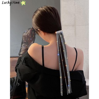 Phụ kiện trang trí kiểu tóc tua rua đính đá giả lấp lánh thời trang sang trọng