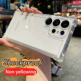 Ốp Lưng Trong Suốt Sang Trọng Cho Samsung Galaxy S24 S23 S22 Ultra Plus S23 FE Ốp Lưng Mềm Bảo Vệ Camera Trong Suốt Cứng Acrylic Cover