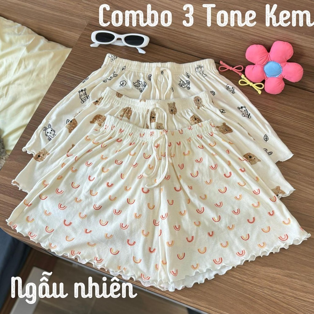 Combo 3 quần đùi cotton Ngẫu Nhiên chất mát, quần ngủ nữ chất cotton mềm mại, họa tiết dễ thương | BigBuy360 - bigbuy360.vn