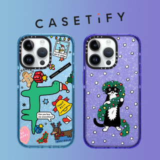Casetify Phim Hoạt Hình Mèo Giáng Sinh Lấp Lánh TPU Ốp Lưng Điện Thoại iPhone 15 Pro Max 14 ProMax plus 13 12 12Pro 12PM 11 Ốp Lưng Điện Thoại Mềm Vỏ Bảo Vệ Điện Thoại Di Động