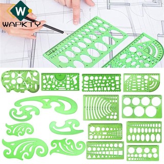 Wapkty bộ mẫu vẽ 3 / 4 / 6 / 9 / 11 / 13, thiết kế kế kế hoạch nhà thước kiến trúc kỹ thuật, vòng tròn nhựa chuyên nghiệp hình học stencil housed