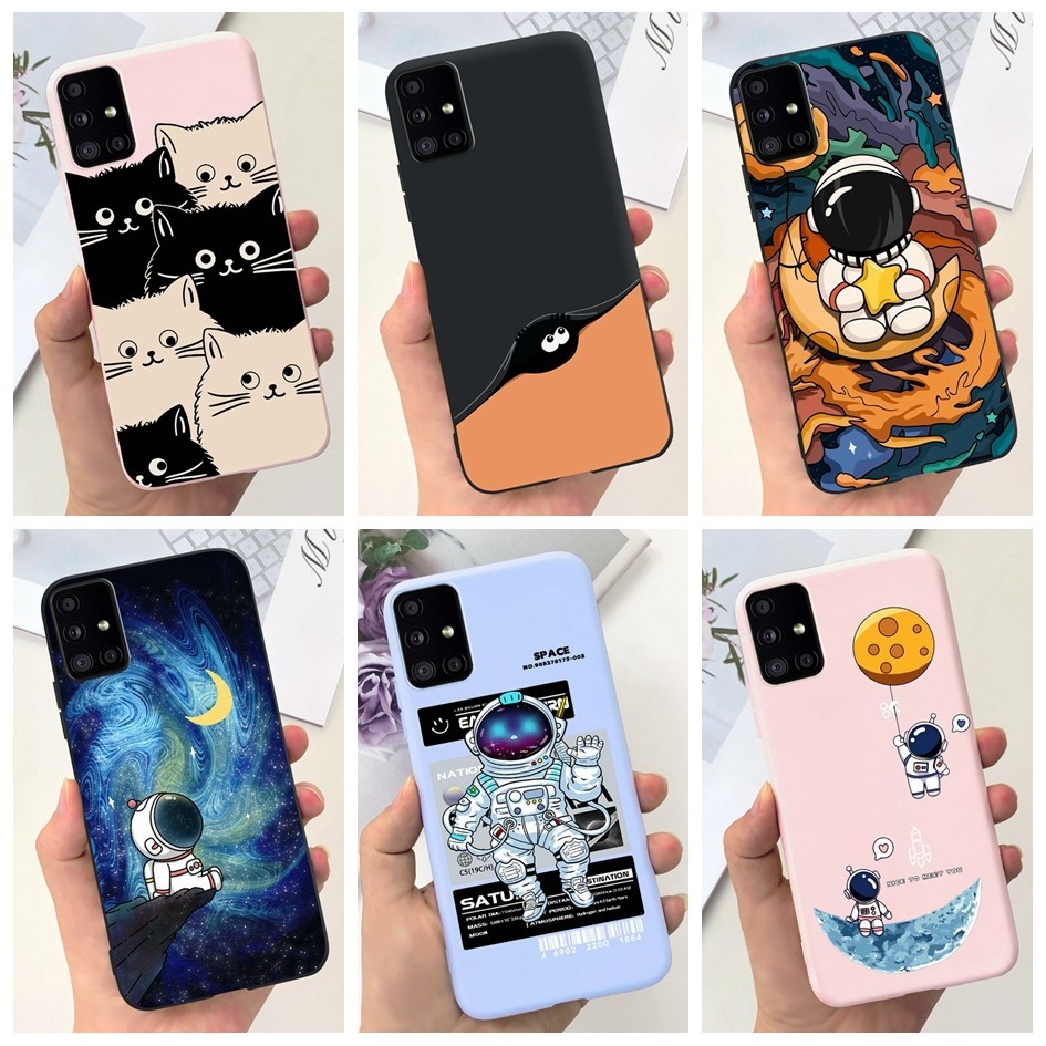 Dành Cho Samsung Galaxy M51 4G Ốp Lưng Dễ Thương Phi Hành Gia Không Gian Silicon Mềm Ốp Lưng Cho Sam