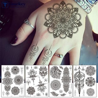 Timekey đen hình xăm miếng dán vintage datura hoa hình xăm miếng dán chống thấm nước lâu dài cơ thể nghệ thuật hình xăm miếng dán a3b3