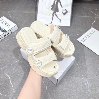 Dép lê nữ 2 quai trần trám nâng đế đế bằng 5cm