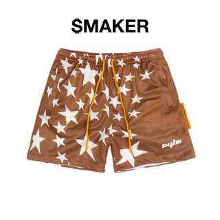 Quần đùi vải lưới mesh hình ngôi sao màu nâu - stars mesh short in brown