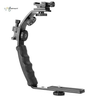 Camera l giá đỡ gắn video grip l-bracket dual flash cold shoe mount vít chân máy 1 / 4 inch, máy quay tay có đệm nặng dslr camera