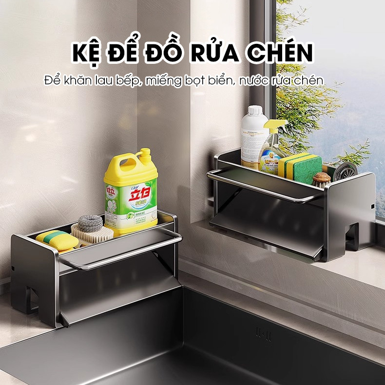 Kệ để đồ rửa chén, nước rửa chén bát, giẻ lau để bồn rửa LH-2345 thép carbon sơn nhiệt chống rỉ sét