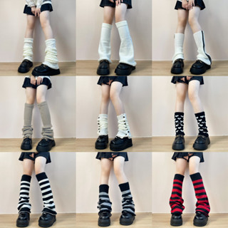 Tất Dệt Kim Hot Girl Subculture Nhật Bản Jk Trắng Dọc Sọc Thẳng Tất Y2k Bông Tai Kẹp Phong Cách Đại Học Giữa Ống Chân Bộ