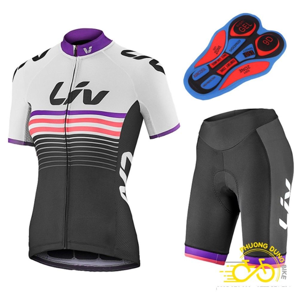 Bộ quần áo thể thao nữ đi xe đạp LIV - Kiểu 01 - Màu Trắng