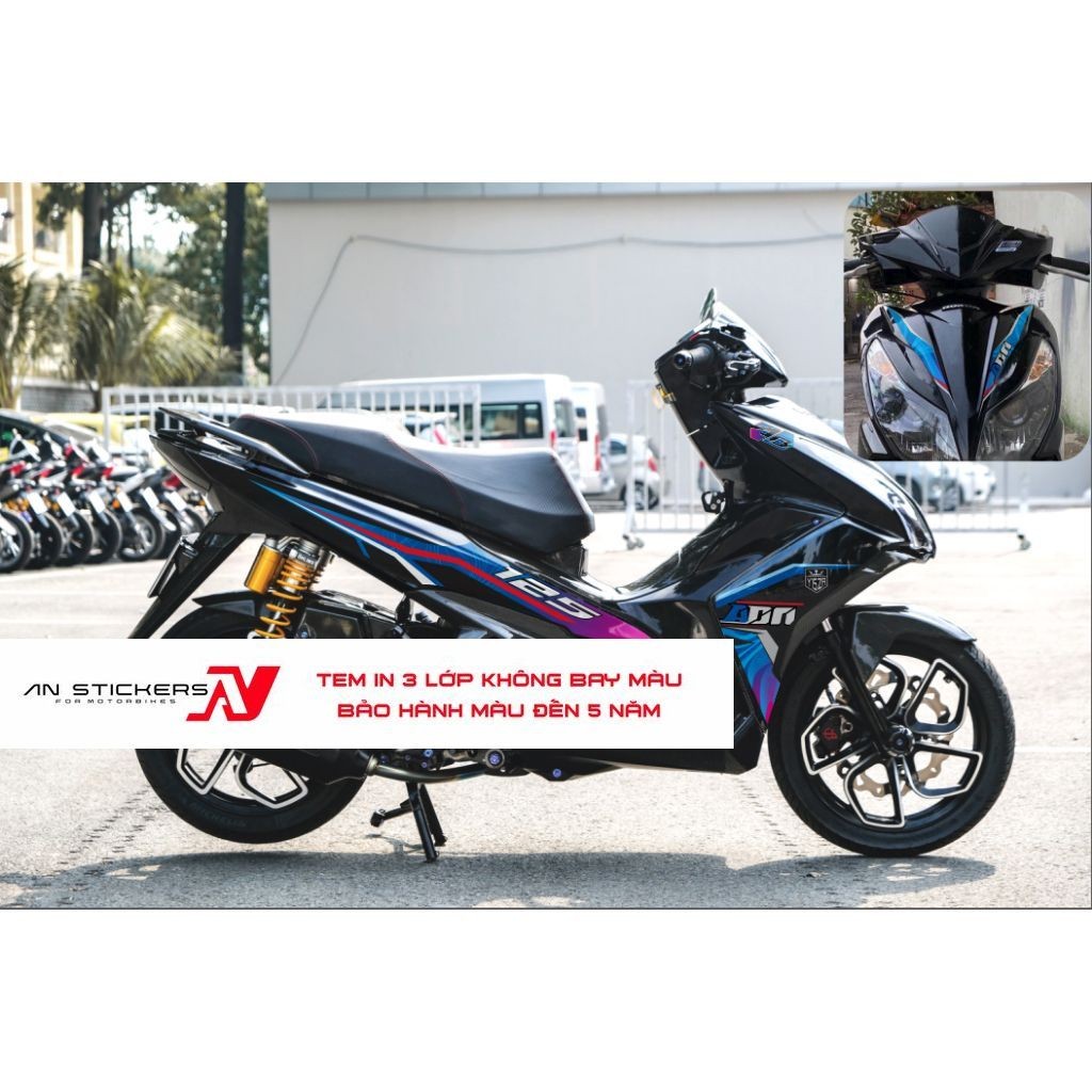 TEM 3 LỚP - Tem rời AB mẫu 7 màu dán xe Air Blade đời 2013- 2014 - 2015 tem cao cấp