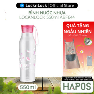 Bình nước nhựa 550ML Eco LocknLock ABF644LPIK Sakura, Hàng chính hãng, nắp kèm dây silicone, chống rỉ - HAPOS BEAUTY
