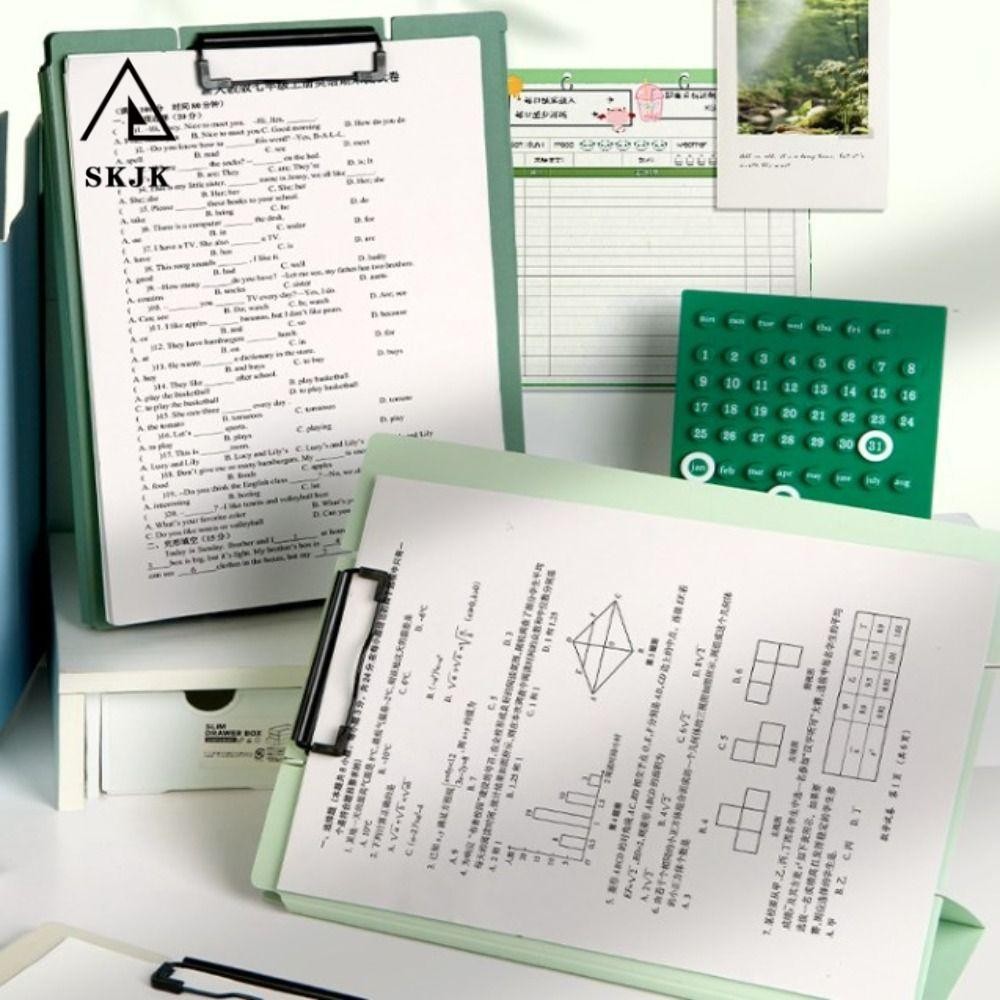 Skjk Stand File Folder, Clipboard Writing Pad A4 Board Clip Folder, Business Portable Folding Docume