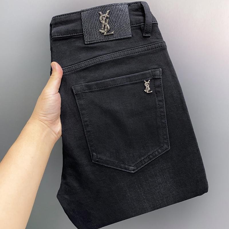 YVES SAINT LAURENT Quần Jean Dài Dáng Ôm Ống Đứng Thời Trang Thu Đông 2024 Hiệu Saint Laurent YSL Cao Cấp Cho Nam