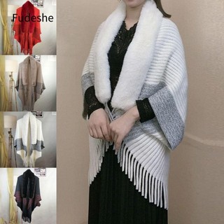  Fudeshe Choàng Cardigan Dệt Kim Giữ Ấm Mùa Đông Cho Nữ 