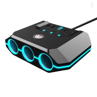 Bộ sạc ô tô Bộ sạc công suất cao 120W Bộ chia nguồn 3 ổ 12-24V với 4 cổng USB Hiển thị điện áp LED Công tắc bật tắt cho ô tô, xe tải SUV