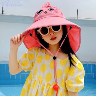 Annie Mũ trẻ em mũ chống nắng cho bé mũ xô mũ vành lớn chống nắng cho bé trai và bé gái khăn choàng mỏng mũ đi biển