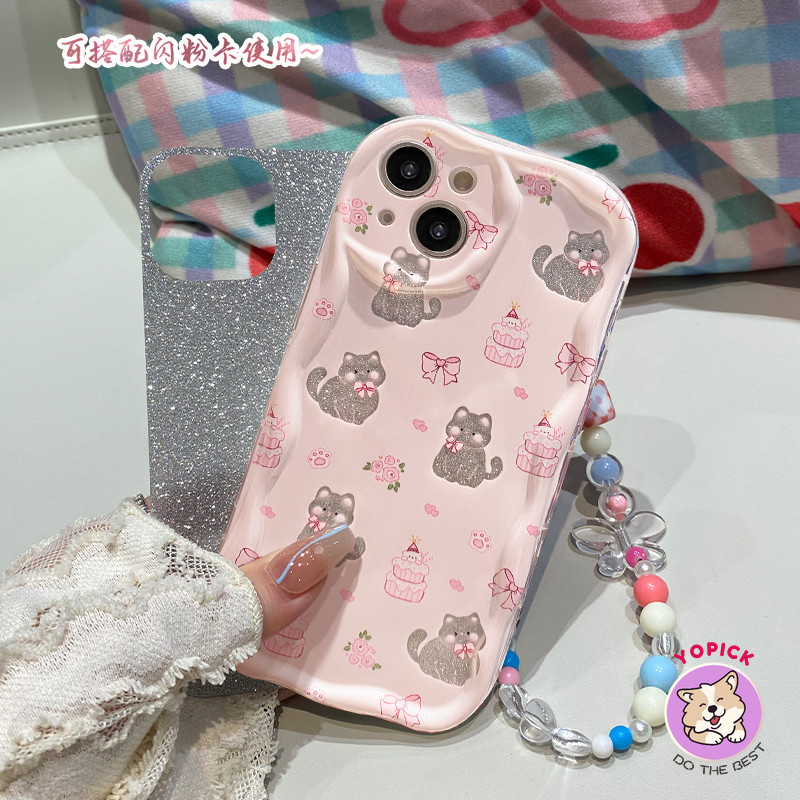 Thích hợp cho Ốp điện thoại Apple 15 iPhone14promax / 13 Họa tiết kem 11 Chuỗi mèo rỗng 12pro Chống sốc xs / xr Silicone 8 / 7plus Trong suốt 5g Vỏ bảo vệ nữ 6s mới QB
