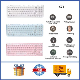 Bàn phím cơ không dây trong suốt YUNZII X71 Cấu trúc GASKET Bàn phím cơ tùy chỉnh RGB có thể gập lại nóng