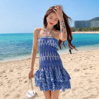 Hành quân | Pháp Hepburn Phong Cách Sang Trọng Thêu Rỗng Hẹp Eo Ôm Ôm Hơn Nhìn Ống Top Xù Sóng